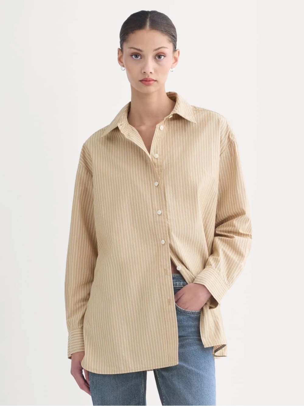 Everlane Silky Cotton Boyfriend Shirt in Tiger’s Eye